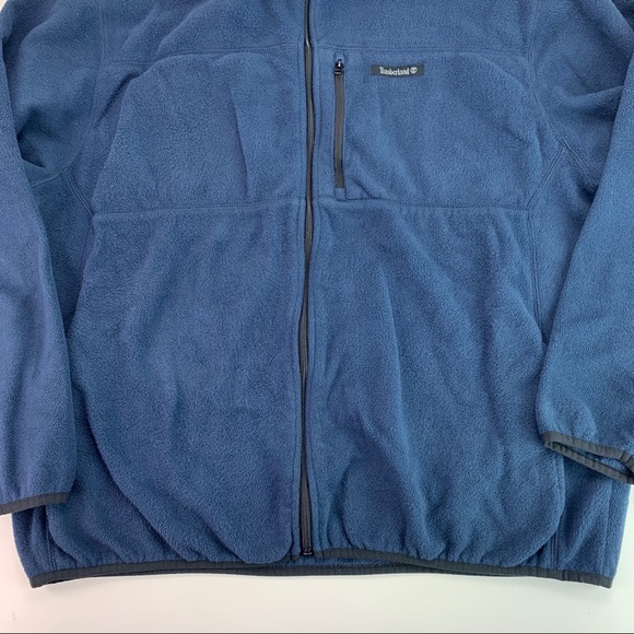 Timberland Full Zip Chest Zipper Pocket Fleece Jacket Blue - Picture 3 of 15
